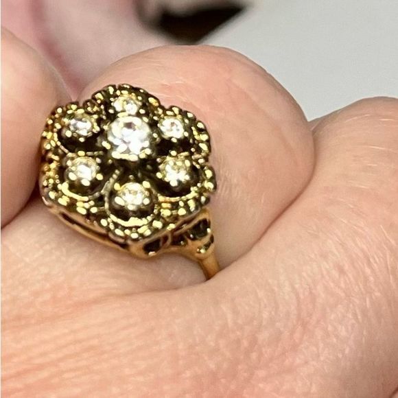 Vintage Australian crystal Sz 7.75 18K electroplated ring - Picture 12 of 13